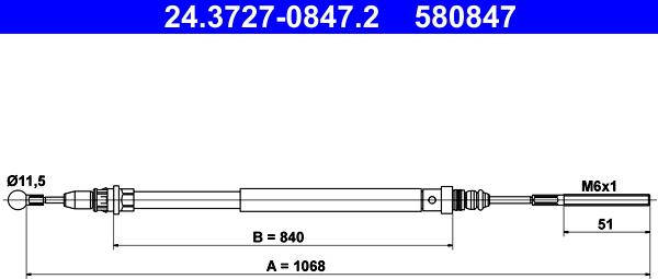 ATE 24.3727-0847.2 - Cable, parking brake parts5.com