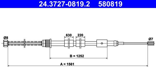 ATE 24.3727-0819.2 - Sajla, ručna kočnica parts5.com