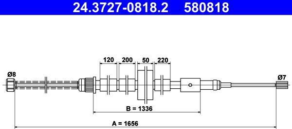 ATE 24.3727-0818.2 - Tirette à câble, frein de stationnement parts5.com