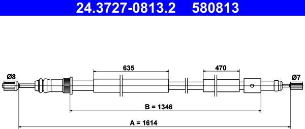 ATE 24.3727-0813.2 - Sajla, ručna kočnica parts5.com