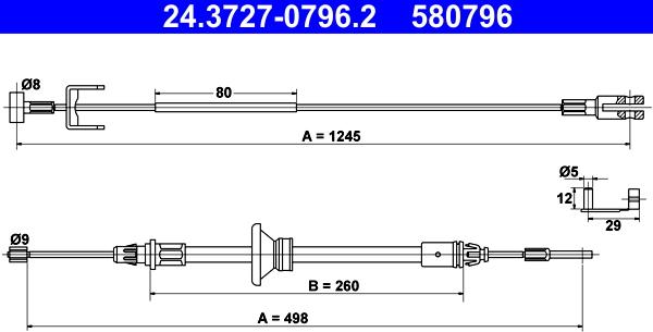 ATE 24.3727-0796.2 - Seilzug, Feststellbremse parts5.com