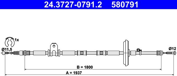 ATE 24.3727-0791.2 - Cable de accionamiento, freno de estacionamiento parts5.com