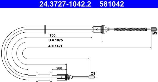 ATE 24.3727-1042.2 - Tel halat, el freni parts5.com