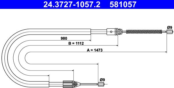 ATE 24.3727-1057.2 - Tirette à câble, frein de stationnement parts5.com