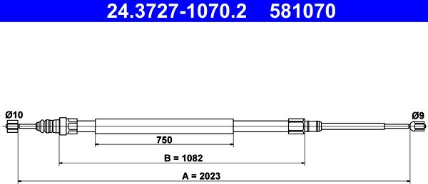 ATE 24.3727-1070.2 - Cable, parking brake parts5.com