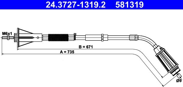 ATE 24.3727-1319.2 - Cablu, frana de parcare parts5.com