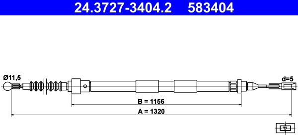 ATE 24.3727-3404.2 - Sajla, ručna kočnica parts5.com