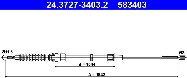 ATE 24.3727-3403.2 - Seilzug, Feststellbremse parts5.com