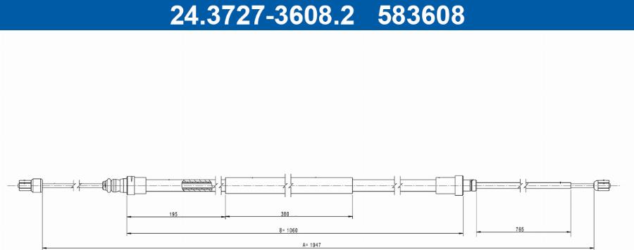 ATE 24.3727-3608.2 - Ντίζα, φρένο ακινητοποίησης parts5.com