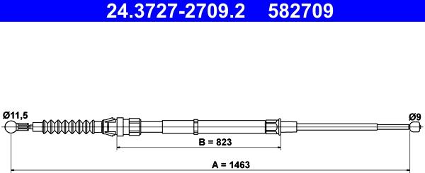 ATE 24.3727-2709.2 - Ντίζα, φρένο ακινητοποίησης parts5.com