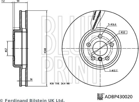 Blue Print ADBP430020 - Disco de freno parts5.com