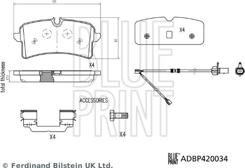 Blue Print ADBP420034 - Комплект спирачно феродо, дискови спирачки parts5.com