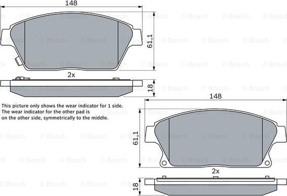 BOSCH 0 986 494 434 - Sada brzdových destiček, kotoučová brzda parts5.com