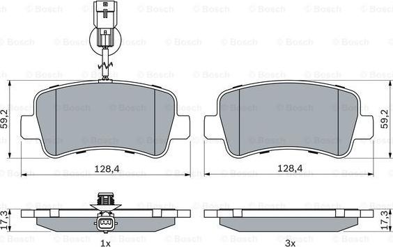 BOSCH 0 986 494 500 - Komplet pločica, disk-kočnica parts5.com