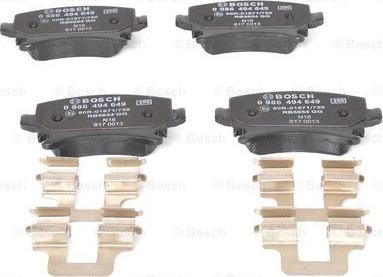 BOSCH 0 986 494 649 - Σετ τακάκια, δισκόφρενα parts5.com