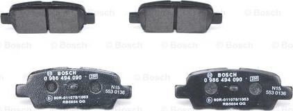 BOSCH 0 986 494 090 - Brake Pad Set, disc brake parts5.com