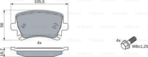 BOSCH 0 986 494 053 - Sada brzdových destiček, kotoučová brzda parts5.com