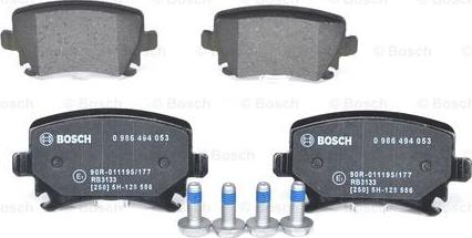 BOSCH 0 986 494 053 - Zestaw klocków hamulcowych, hamulce tarczowe parts5.com