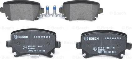 BOSCH 0 986 494 053 - Sada brzdových destiček, kotoučová brzda parts5.com