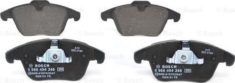 BOSCH 0 986 494 246 - Sada brzdových platničiek kotúčovej brzdy parts5.com