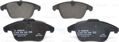 BOSCH 0 986 494 246 - Sada brzdových platničiek kotúčovej brzdy parts5.com