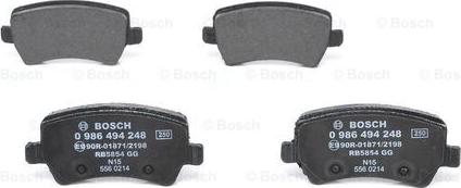 BOSCH 0 986 494 248 - Zestaw klocków hamulcowych, hamulce tarczowe parts5.com