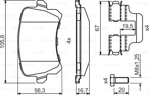 BOSCH 0 986 494 731 - Juego de pastillas de freno parts5.com