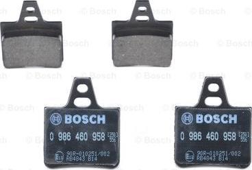 BOSCH 0 986 460 958 - Zestaw klocków hamulcowych, hamulce tarczowe parts5.com