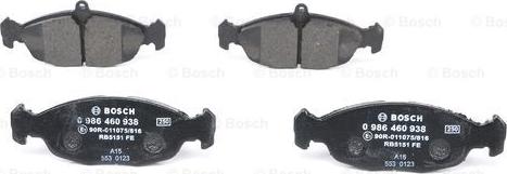 BOSCH 0 986 460 938 - Brake Pad Set, disc brake parts5.com