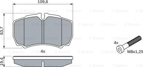 BOSCH 0 986 424 750 - Komplet zavornih oblog, ploscne (kolutne) zavore parts5.com