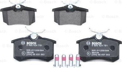 BOSCH 0 986 424 751 - Juego de pastillas de freno parts5.com