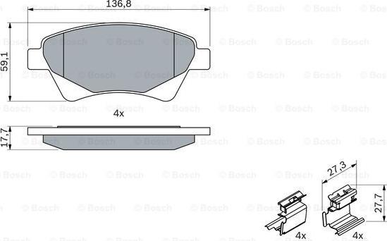 BOSCH 0 986 424 785 - Zestaw klocków hamulcowych, hamulce tarczowe parts5.com