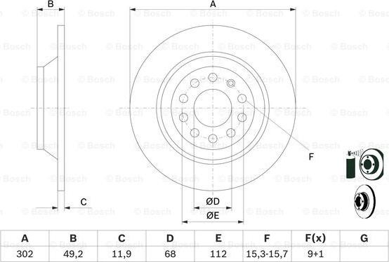 BOSCH 0 986 479 257 - Brake Disc parts5.com