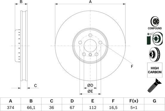 BOSCH 0 986 479 F60 - Disco de freno parts5.com