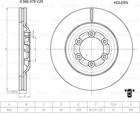 BOSCH 0 986 479 V29 - Tarcza hamulcowa parts5.com