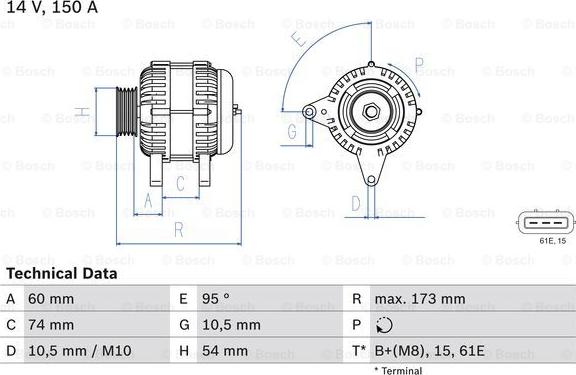 BOSCH 0 986 045 031 - Alternator parts5.com