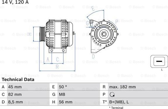 BOSCH 0 986 041 150 - Генератор parts5.com