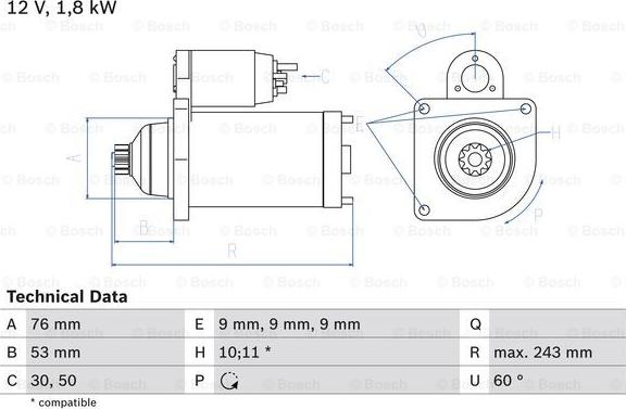 BOSCH 0 986 016 990 - Önindító parts5.com