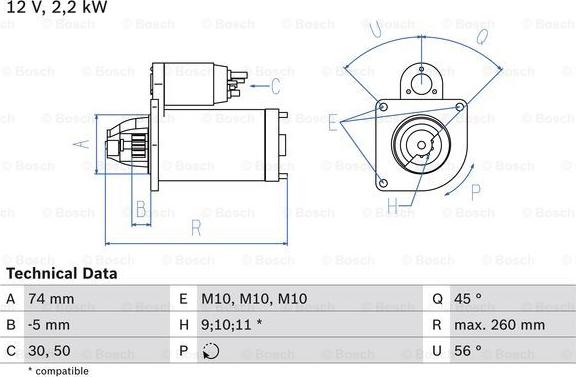 BOSCH 0 986 016 950 - Starter parts5.com