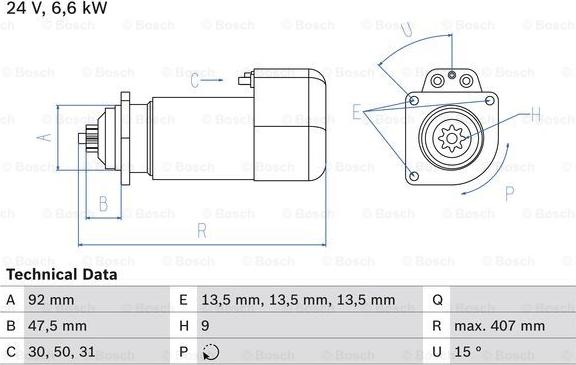 BOSCH 0 986 016 520 - Стартер parts5.com