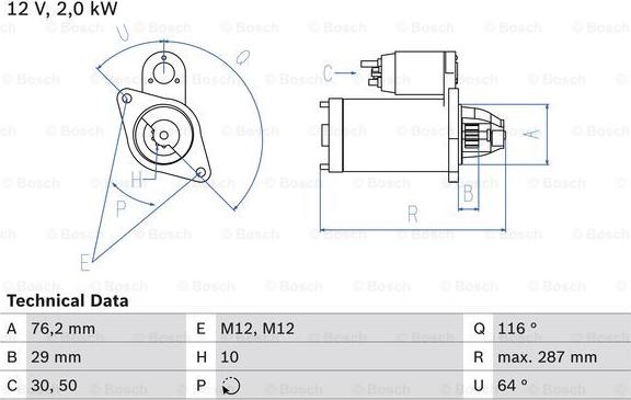 BOSCH 0 986 018 020 - Starter parts5.com