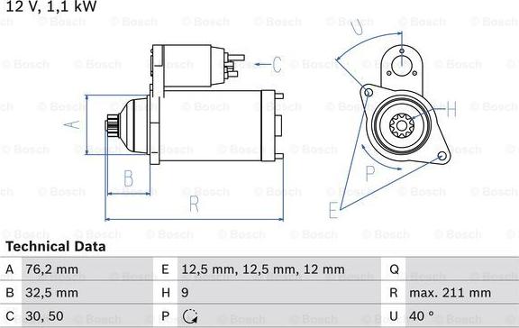 BOSCH 0 986 017 830 - Motor de arranque parts5.com