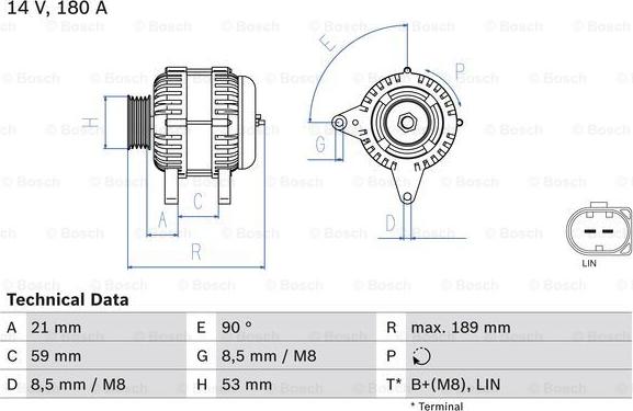 BOSCH 0 986 084 130 - Alternator parts5.com