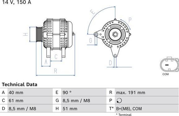 BOSCH 0 986 085 020 - Generator parts5.com