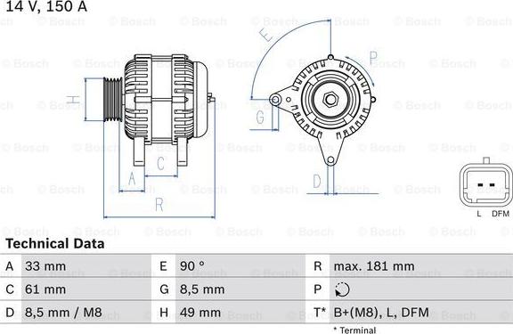 BOSCH 0 986 080 420 - Генератор parts5.com