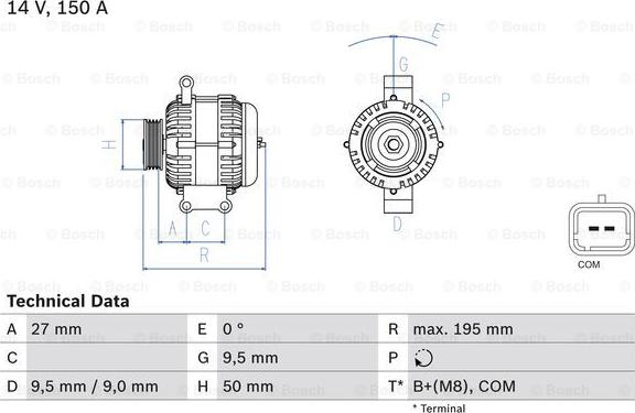 BOSCH 0 986 081 820 - Generator / Alternator parts5.com