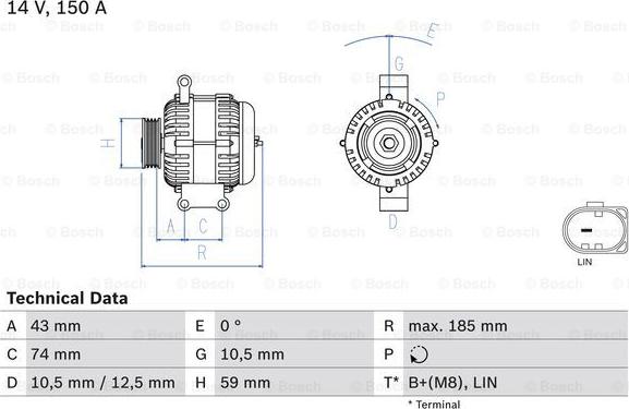 BOSCH 0 986 082 580 - Generator / Alternator parts5.com