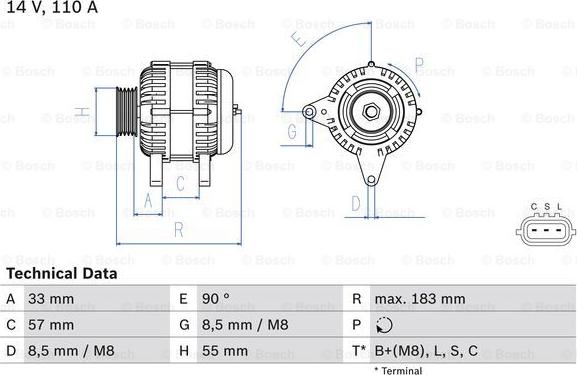 BOSCH 0 986 082 730 - Генератор parts5.com