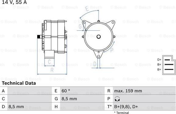 BOSCH 0 986 031 020 - Alternator parts5.com