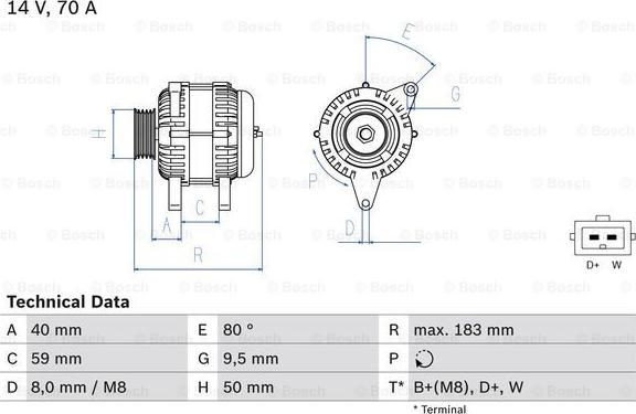 BOSCH 0 986 038 070 - Generaator parts5.com